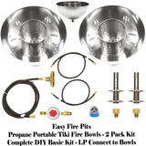 (2 Pk) Complete Propane 11" Fire Bowls Complete Basic Kit