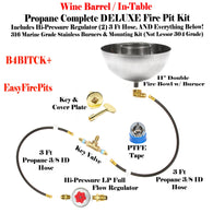 B4BITCK+: 11" Propane Fire Bowl w/ In-Table DIY (Do It Yourself) DELUXE LP Kit to Make a Gas Wine Barrel / Fire Table/ Fire Bowl