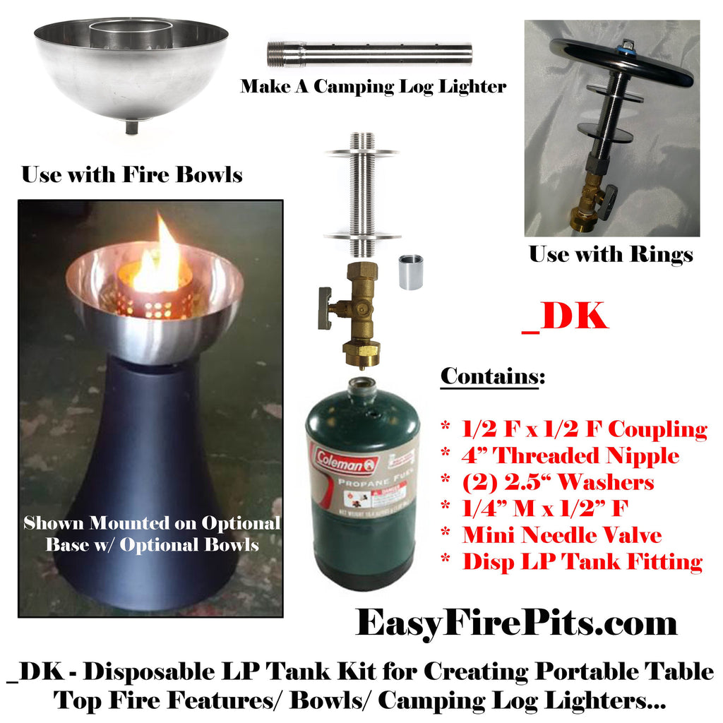 DK KIT Universal Adjustable Disposable Propane Tank Kit DIY Fire T – DIYGasFirePits.com