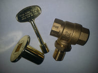 KV34SB: STRAIGHT BRASS 3/4" KEY VALVE or LOG LIGHTER VALVE, KEY & COVER