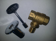 KV34SC: STRAIGHT CHROME 3/4" KEY VALVE or LOG LIGHTER VALVE, KEY & COVER