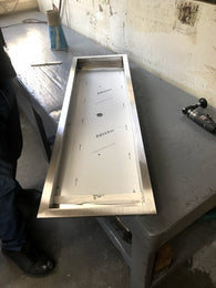 PAN50X10-1: Stainless 50" x 10" x 2" (inside dimensions) w/ 1" Surrounding Lip Drop In Insert for Linear Fire Burners, Rings, Etc...