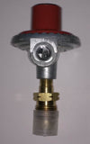 option-REG20F90+: REG20F90+: 90 DEGREE FIXED HIGH PRESSURE 20 PSI LP (PROPANE) GAS ELBOW REGULATOR W/ POL VALVE & 3/8 Flare Fitting Installed