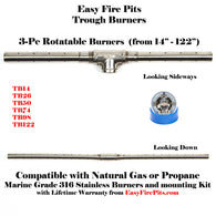 TB98: 98” 3-Pc Trough Burner (90 Deg Flames) in Marine Grade 316 Stainless