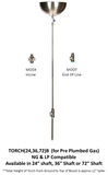 TORCH36B Single Portable GAS Backyard Torch w 36" shaft, 11 inch double bowls, spike and base; no hoses or fittings
