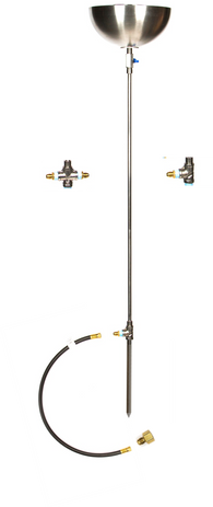 TORCH36B+ Single Portable GAS Backyard Torch w 36" shaft, 11 inch double bowls, spike and base; 3ft hoses and fittings