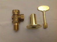 KVAB ANGLED BRASS KEY VALVE/ LOG LIGHTER VALVE, KEY AND COVER