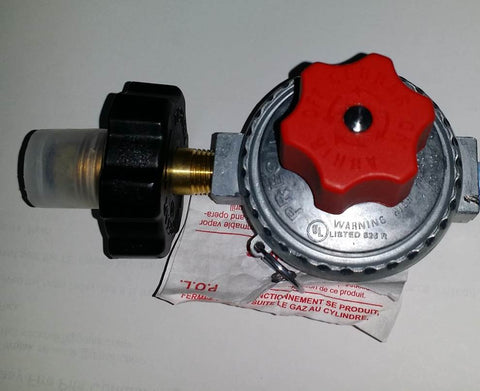 REGA+ (Plus): ADJUSTABLE HIGH PRESSURE 20 PSI LP (PROPANE) GAS 500K BTU REGULATOR w/ POL (Standard Tank Connection Valve)
