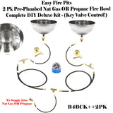 B4BK++2PK: (2 Pack) 11" Fire Bowls Tabletop/ Post-top Complete DELUXE  Kit for Pre Plumbed Natural Gas OR Propane/ LP (w/ Bowls)!