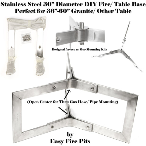 BASE304-2PK: 2 Pack of 12" Tall x 30" Diameter Stainless Steel Outdoor Table Base/ Contemporary Fire Pit Base