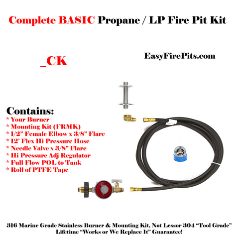 CK Universal Propane Complete BASIC DIY Fire Pit Kit - Burner Sold Separate