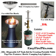 DK KIT Universal Adjustable Disposable Propane Tank Kit for DIY Fire Tables/ Bowls/ Torches