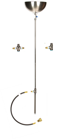 TORCH24B+ Single Portable GAS Backyard Torch w 24" shaft, 11 inch double bowls, spike and base; 3ft hoses and fittings