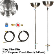 TORCH24BCK-2PK: (2 Pack) Portable Propane 24" Stainless Steel Tiki Type Torches w/ All Except LP Tank